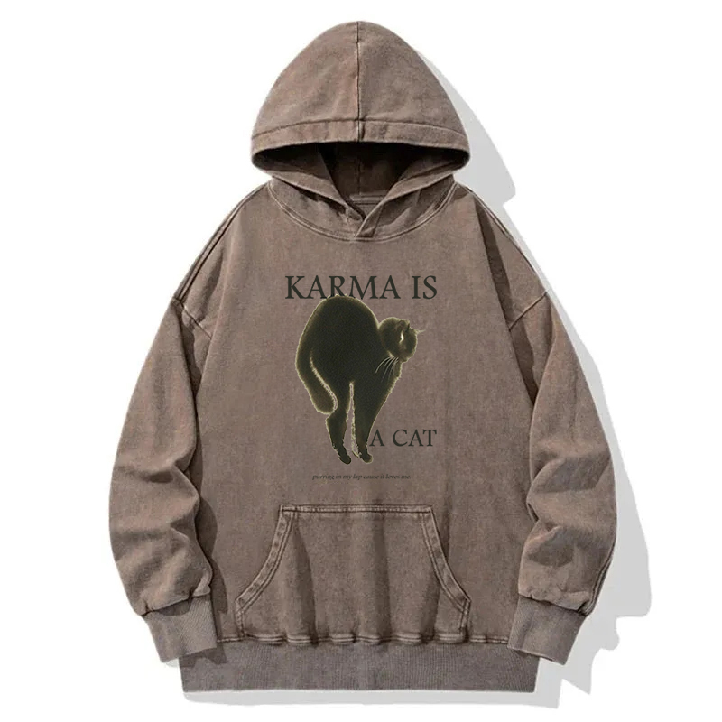 Karma Is A Cat Washed Hoodie
