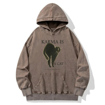 Karma Is A Cat Washed Hoodie