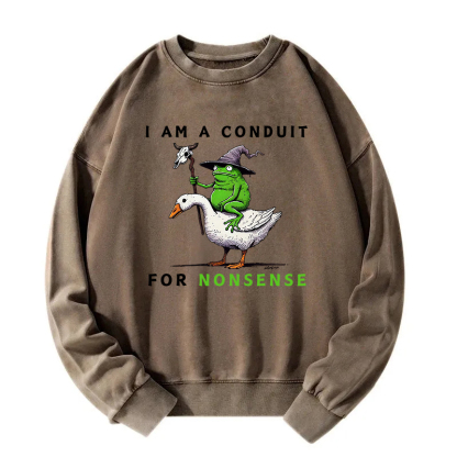 Funny Frog and Humor Goose Washed Sweatshirt