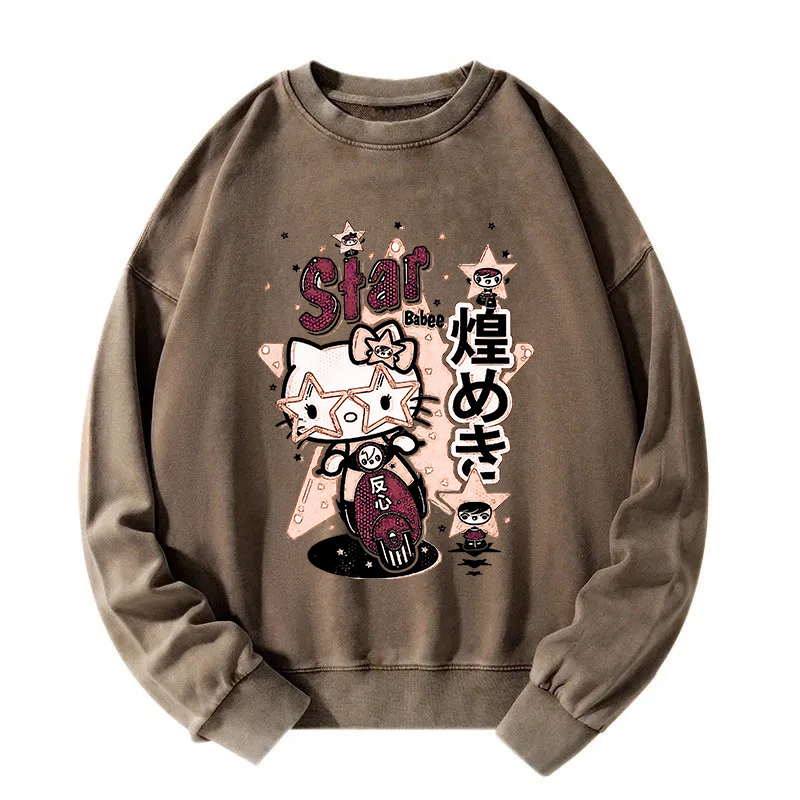 Rebellious Kitten Washed Sweatshirt