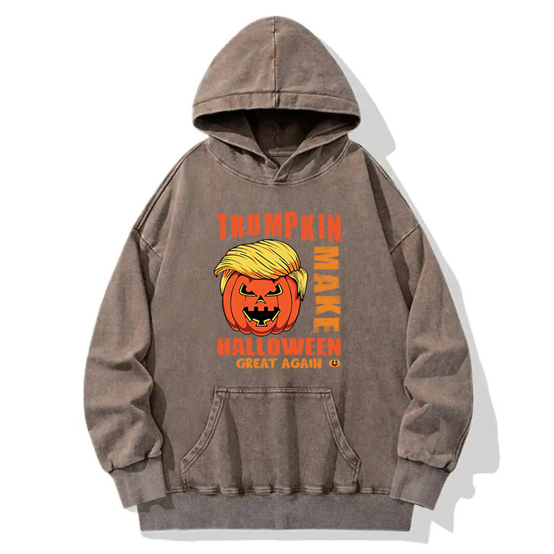 Funny Trumpkin Halloween Washed Hoodie