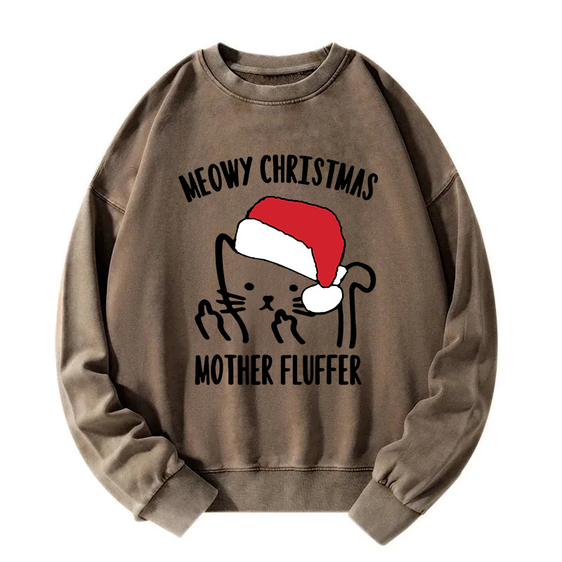 Funny Christmas Cat Meme Washed Sweatshirt
