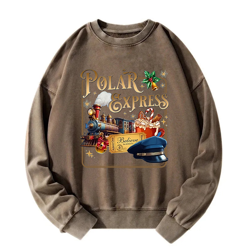 Admit One Believe Christmas Washed Sweatshirt