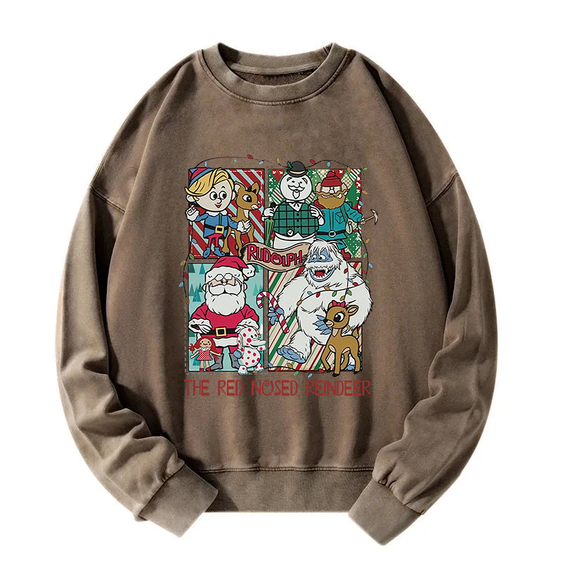 The Red Nosed Reindeer Christmas Washed Sweatshirt