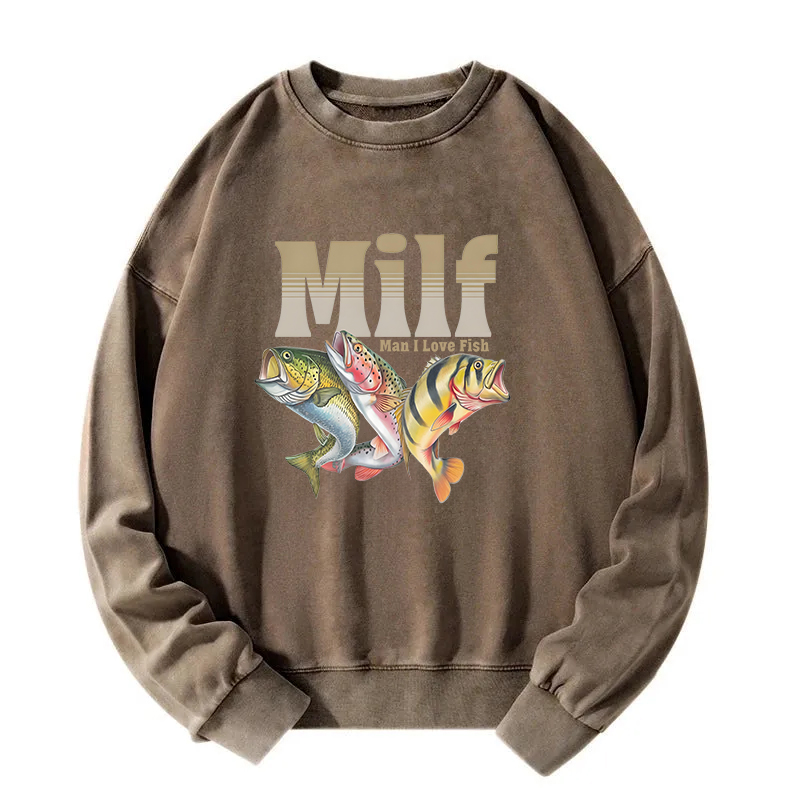 Man I Love Fish Meme Washed Sweatshirt