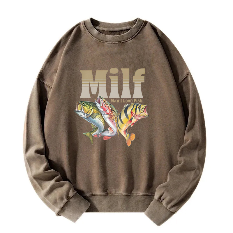 Man I Love Fish Meme Washed Sweatshirt