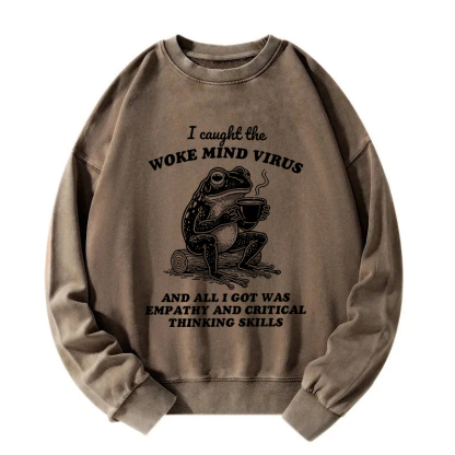 Awakened Thinking Virus Frog Washed Sweatshirt