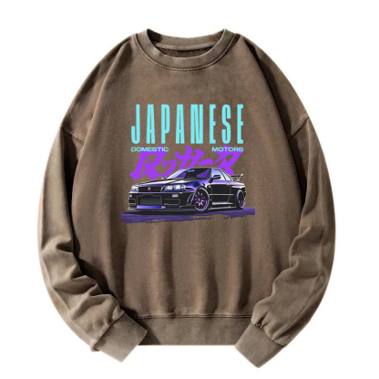 Japanese Retro Domestic Motors Washed Sweatshirt