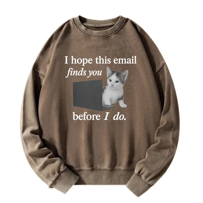 Funny Brainrot Cat Meme Washed Sweatshirt