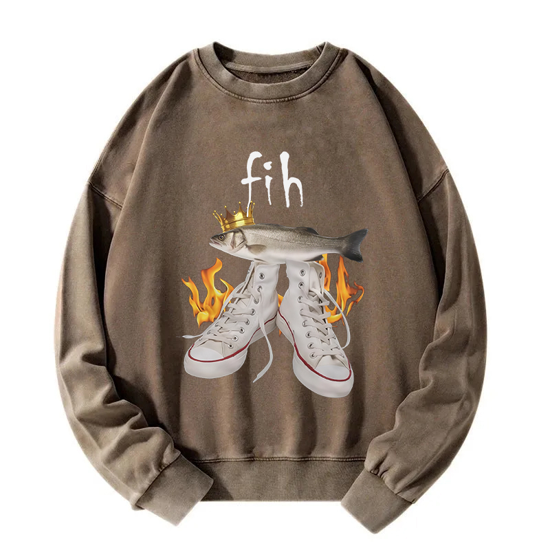 Fih Funny Meme Washed Sweatshirt