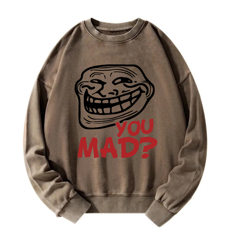 Retro Troll Face Funny Internet Meme Washed Sweatshirt