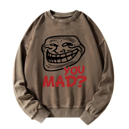 Retro Troll Face Funny Internet Meme Washed Sweatshirt