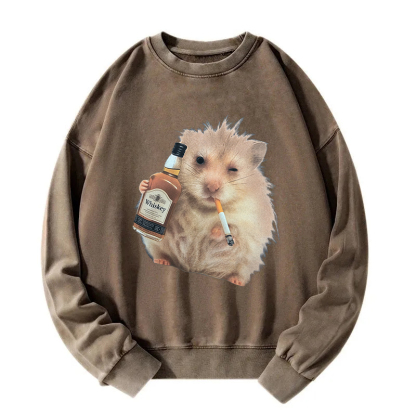 Smoking Rat Washed Sweatshirt
