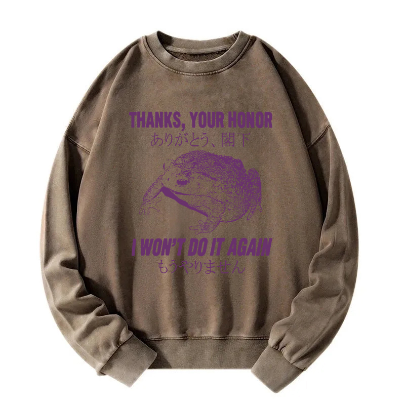 I Won't Do It Again Frog Washed Sweatshirt