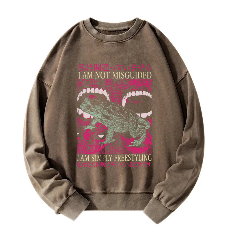 I Am Not Misguided Vintage Japanese Frog Washed Sweatshirt
