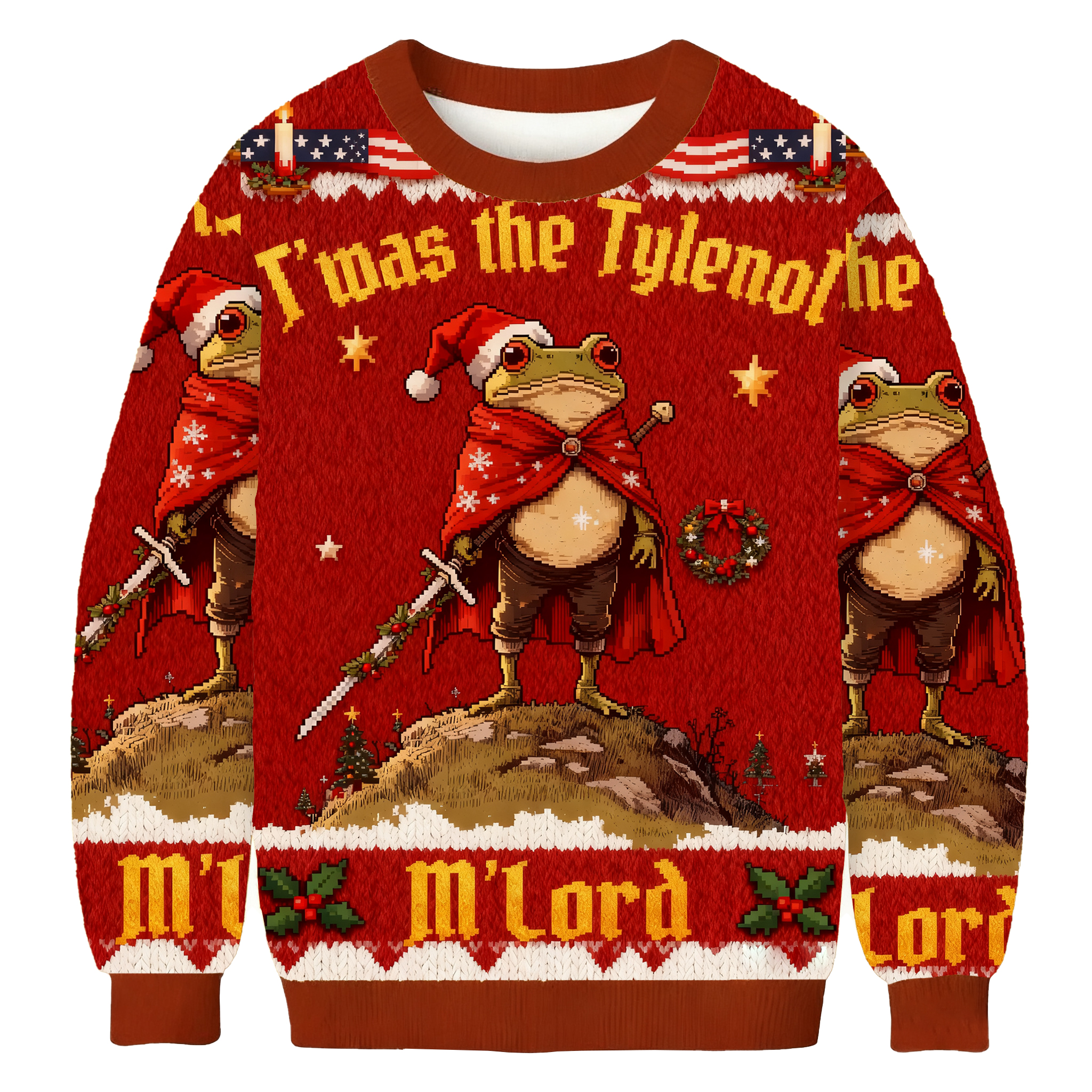 Twas The Tylenol M'lord Funny Frog Christmas Ugly Sweatshirt