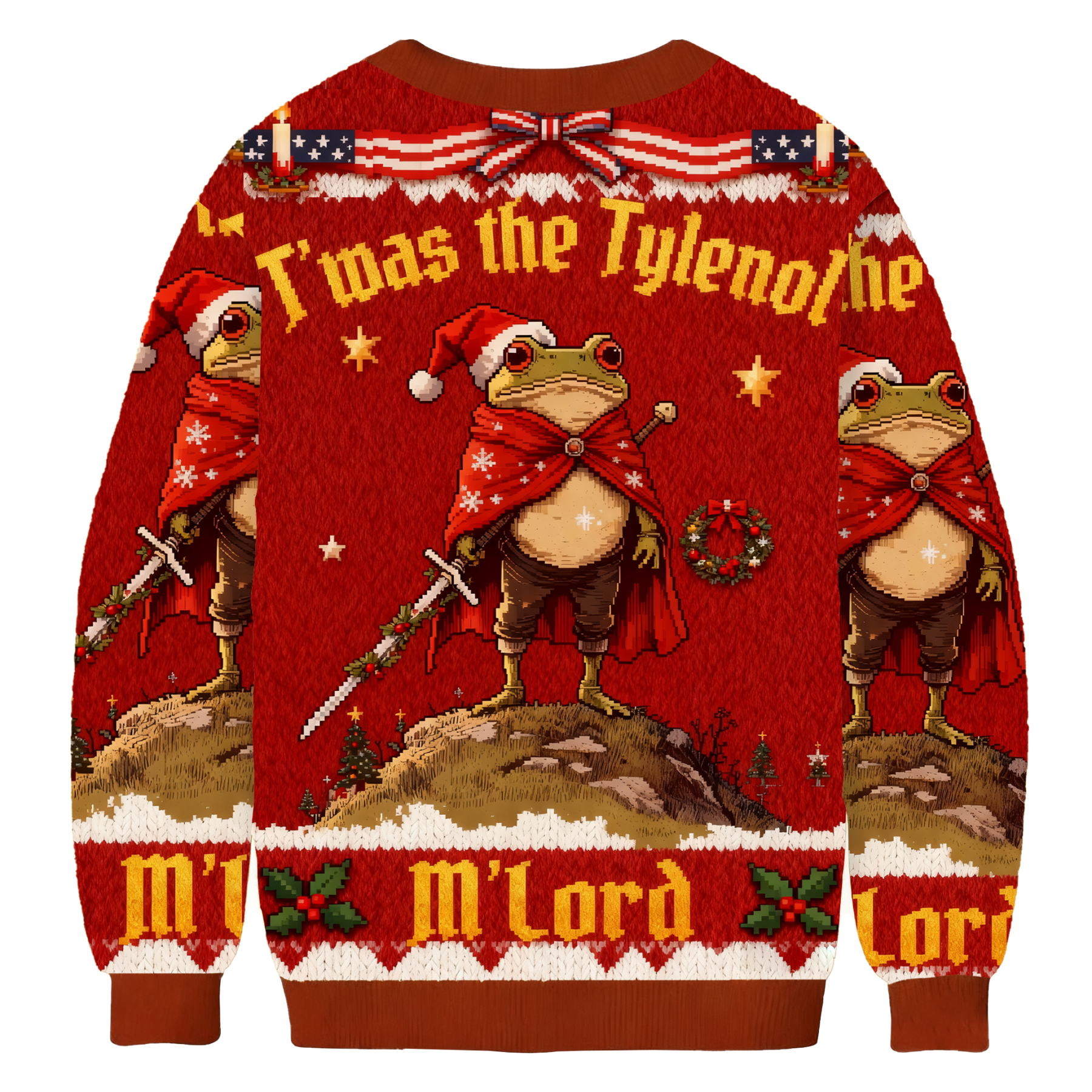 Twas The Tylenol M'lord Funny Frog Christmas Ugly Sweatshirt