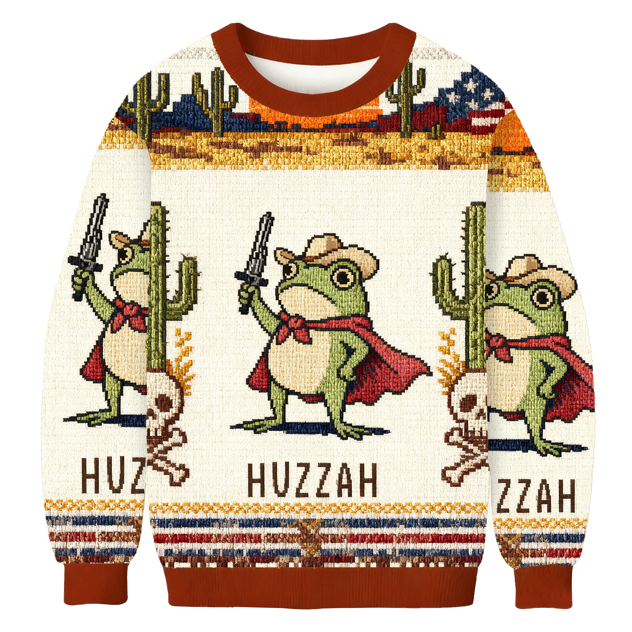 Funny Huzzah Frog With Sword Ugly Sweatshirt