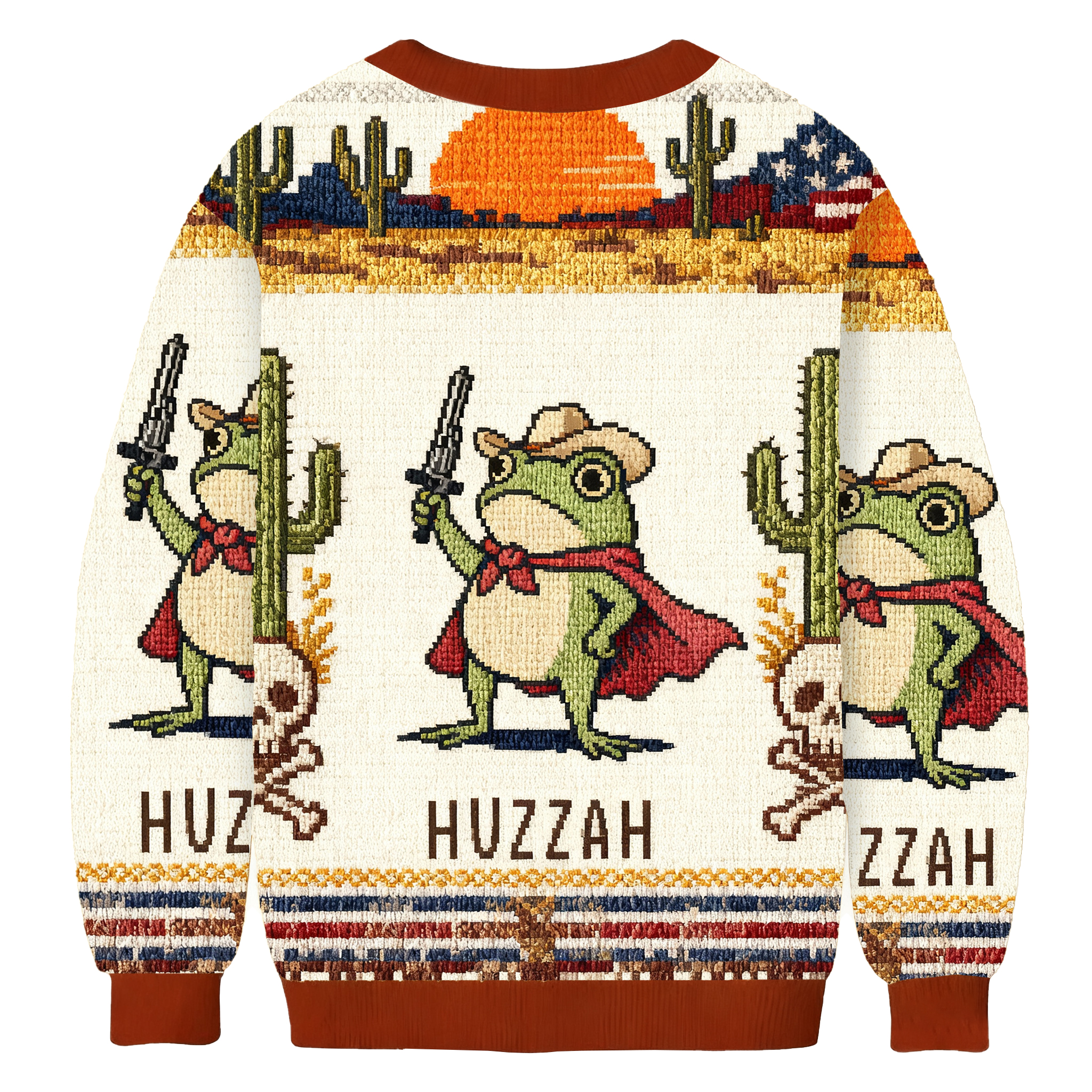 Funny Huzzah Frog With Sword Ugly Sweatshirt