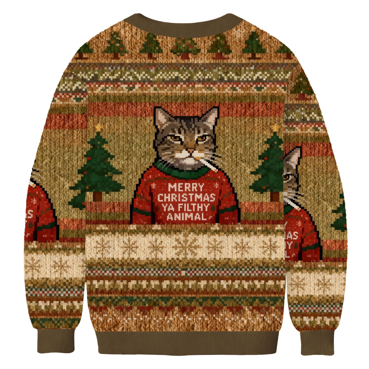 Funny Christmas Smoking Cat Ugly Sweatshirt