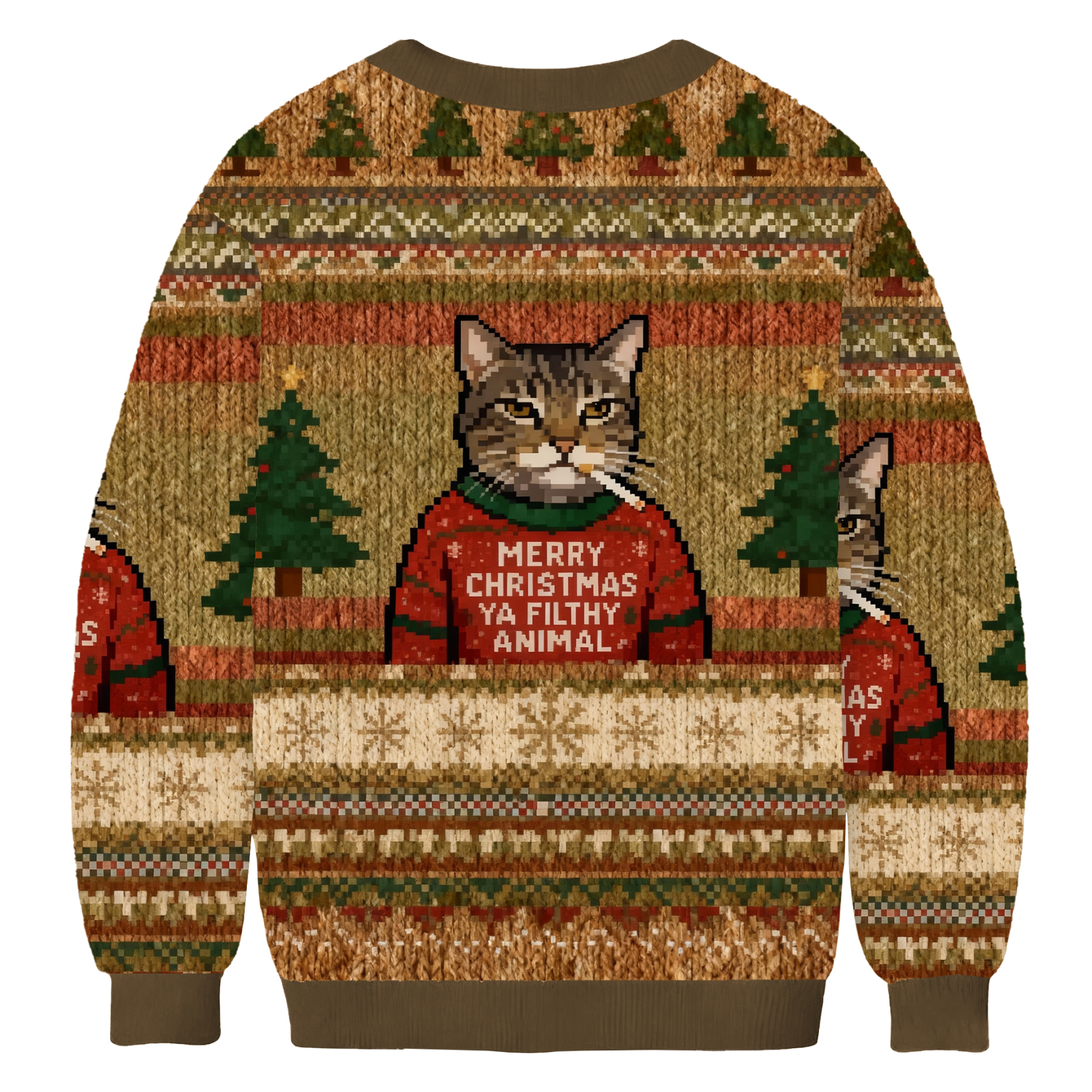 Funny Christmas Smoking Cat Ugly Sweatshirt