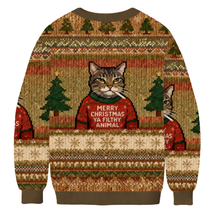 Funny Christmas Smoking Cat Ugly Sweatshirt