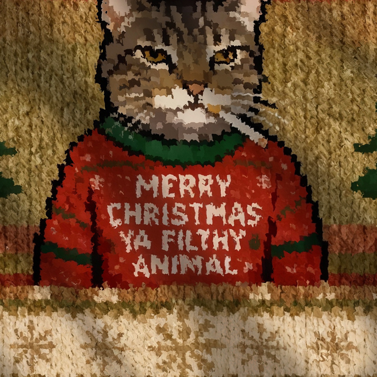 Funny Christmas Smoking Cat Ugly Sweatshirt