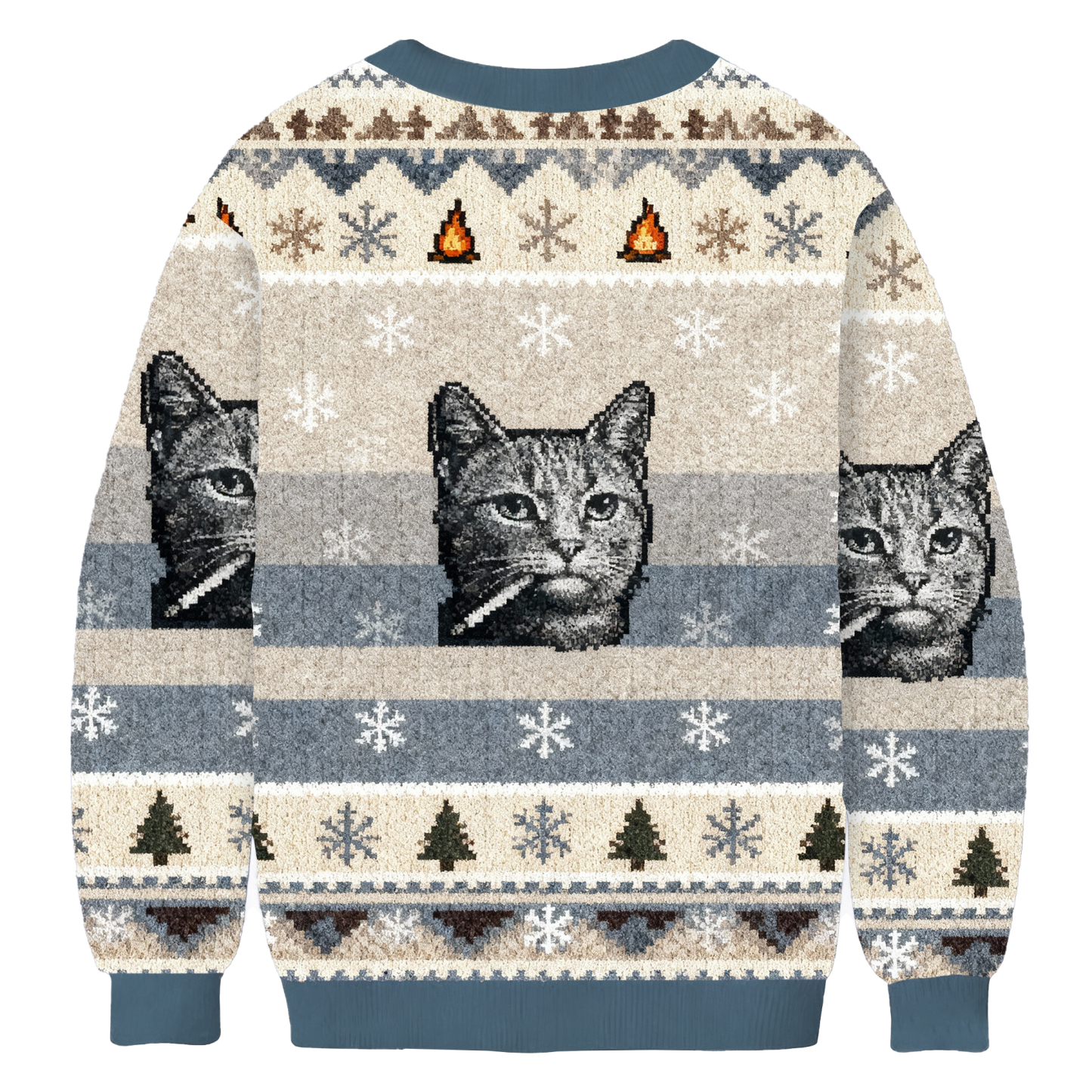 Funny Smoking Cat Meme Ugly Sweatshirt