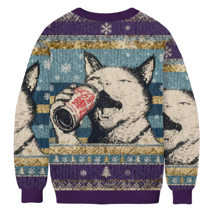 Funny Drink Cat MeMe Ugly Sweatshirt