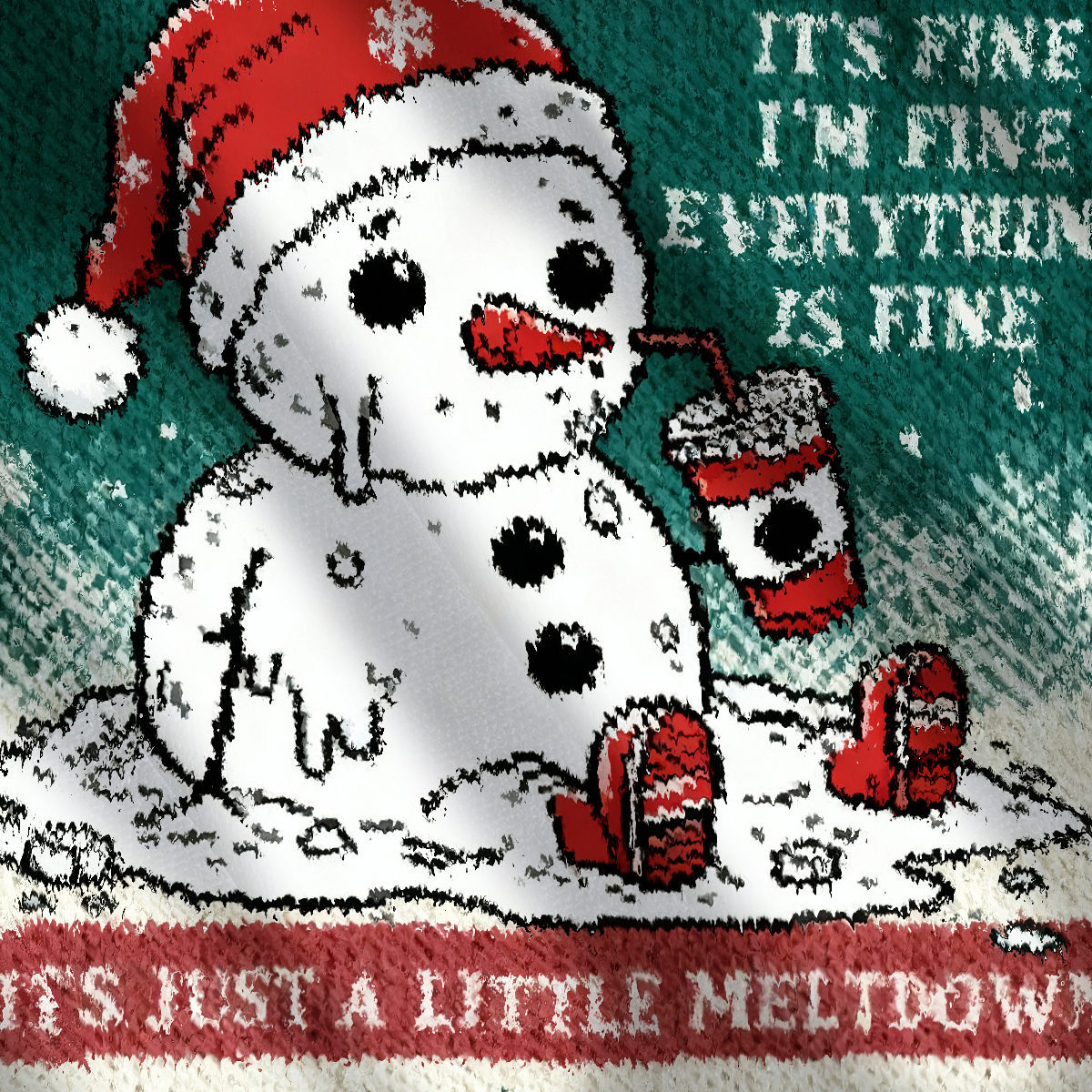 Funny Christmas Mental Health It's Just A Little Meltdown Ugly Sweatshirt