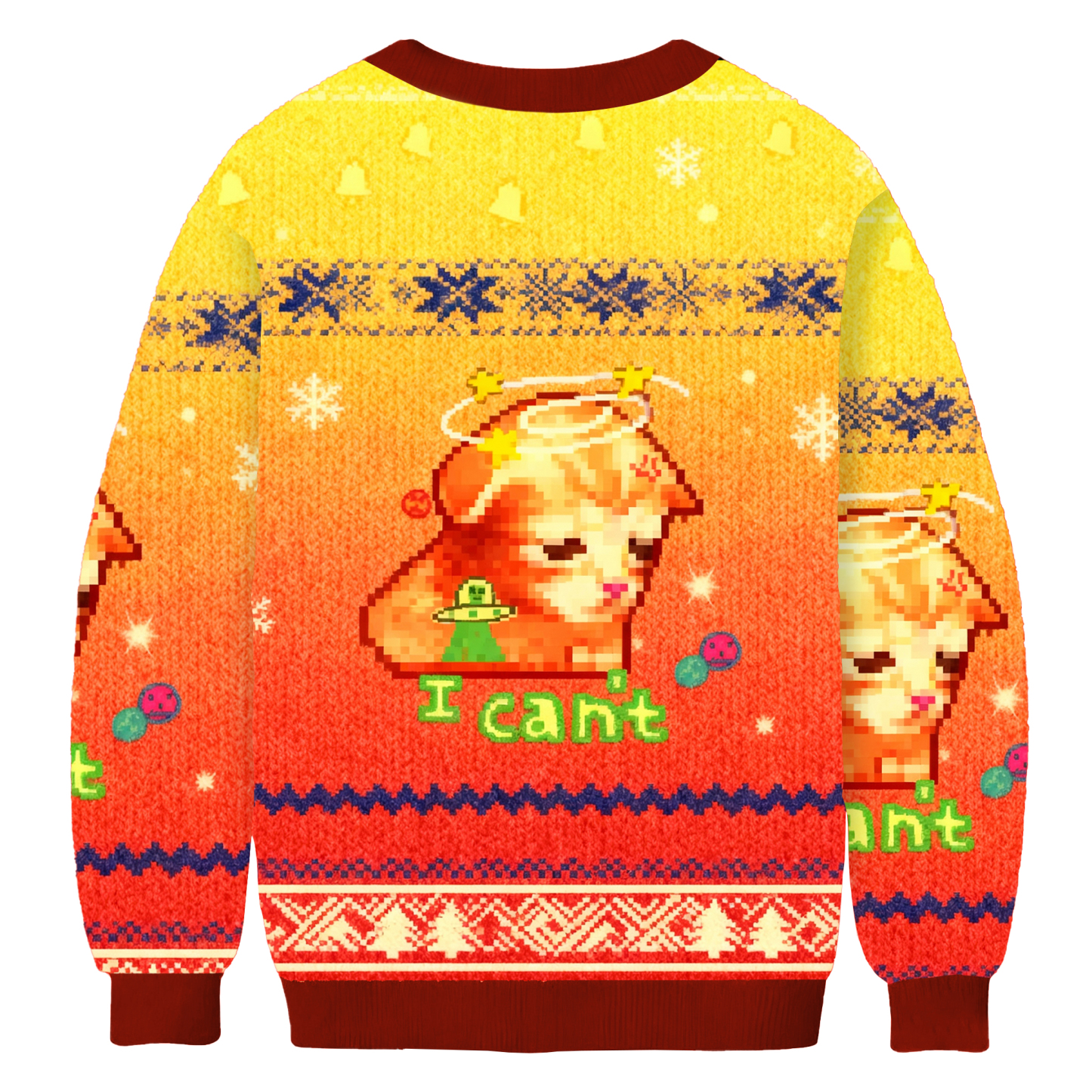 Cosmic Funny Cat MeMe Says 'I Can't' Ugly Sweatershirt