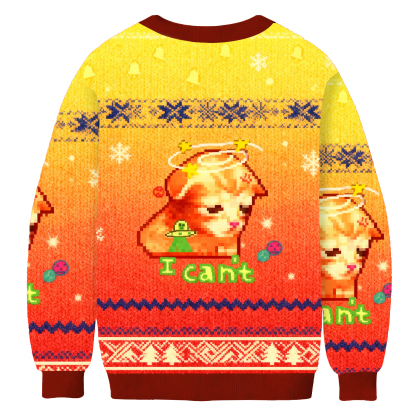 Cosmic Funny Cat MeMe Says 'I Can't' Ugly Sweatershirt