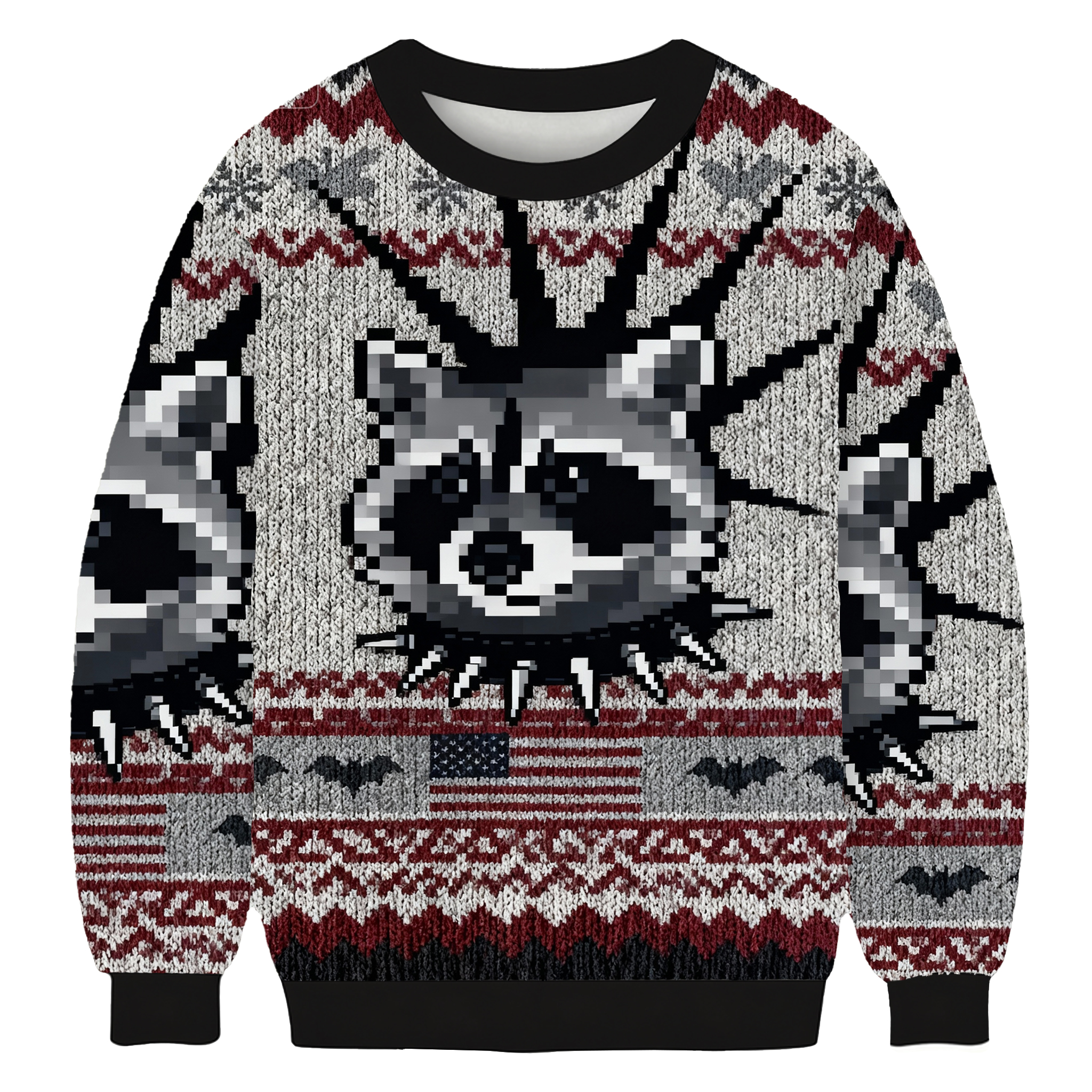 Punk Raccoon With Mohawk And Spiked Collar Ugly Sweatshirt