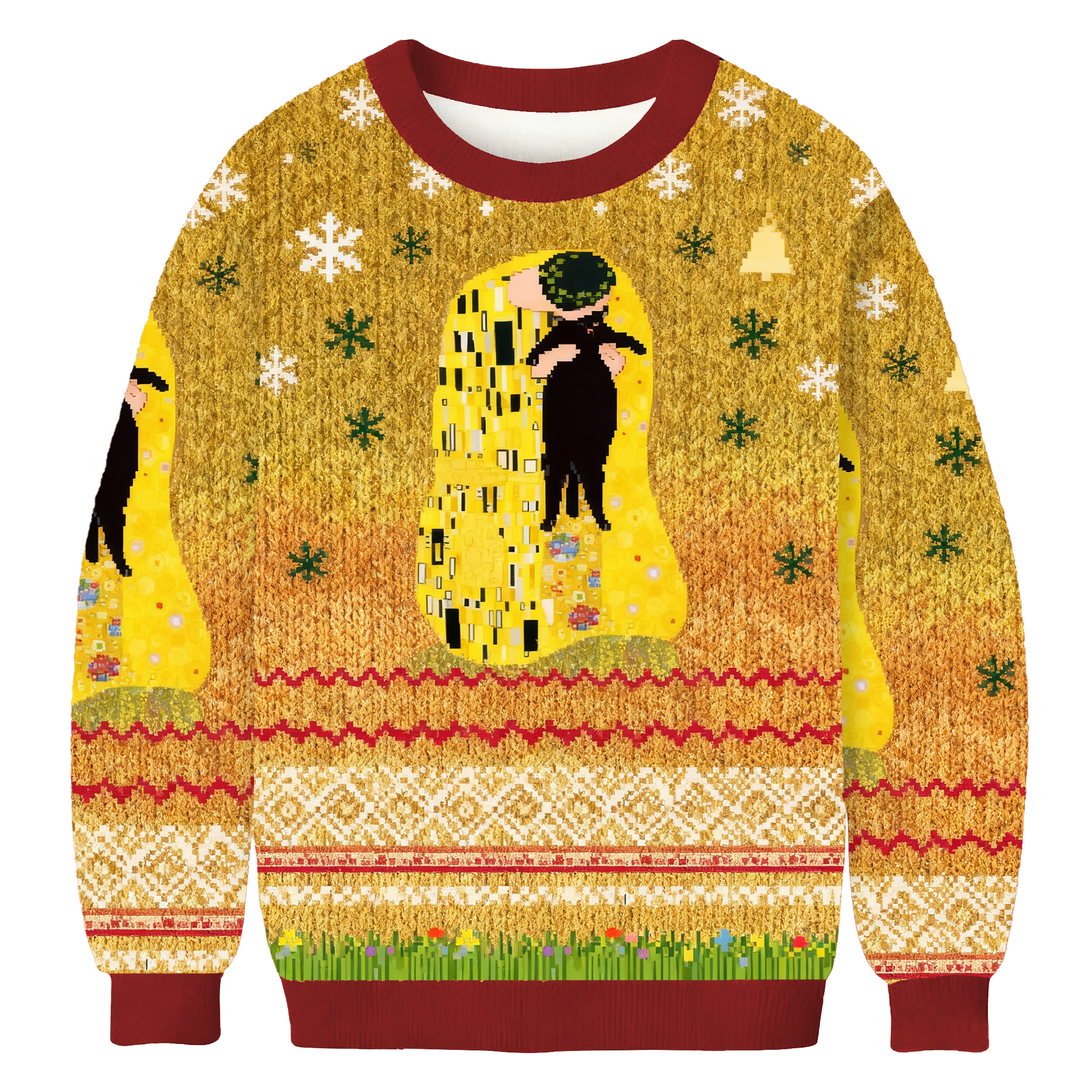 Black Cat In Golden Artwork Ugly Sweatshirt