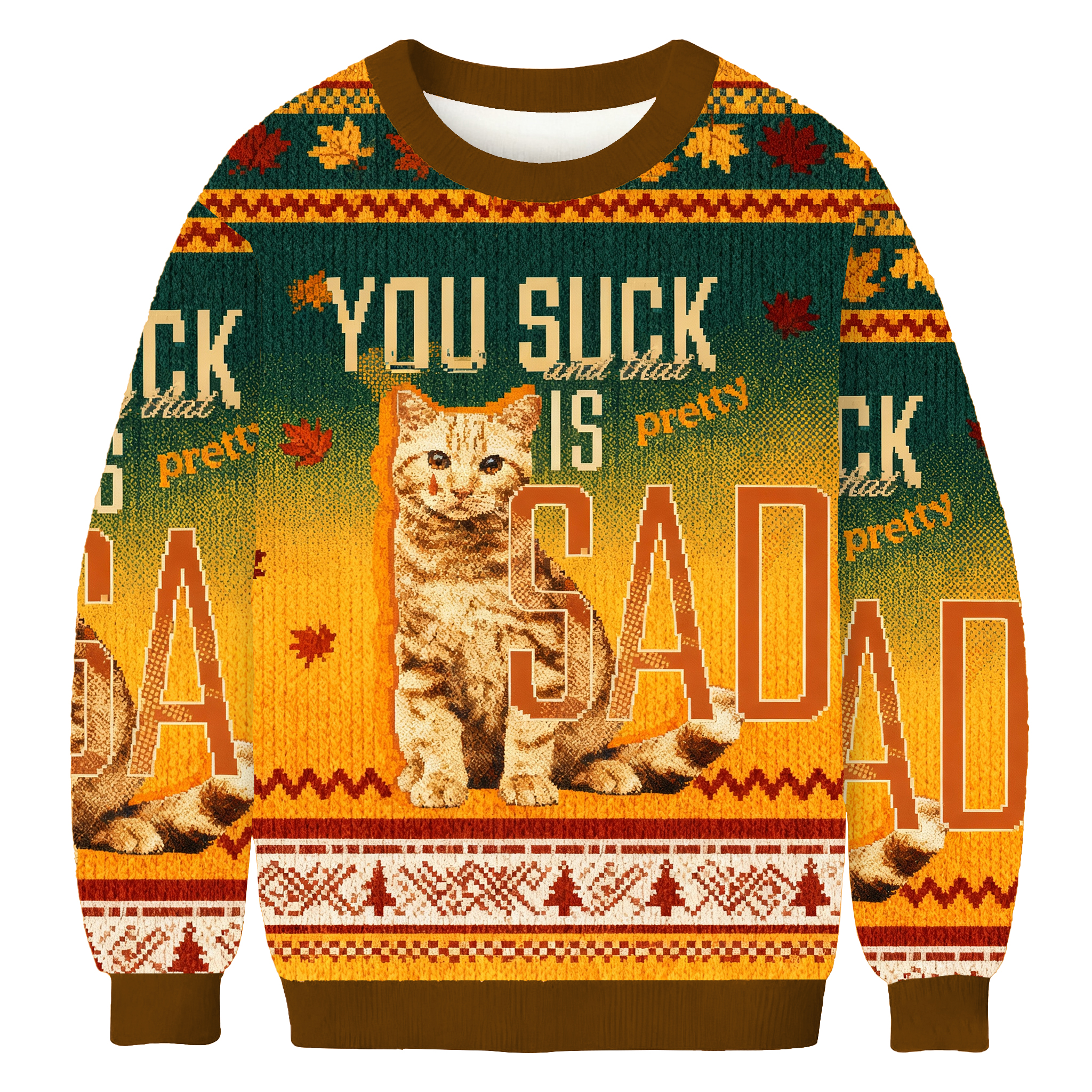 You Suck And That Is Pretty Sad Cat Ugly Sweatshirt
