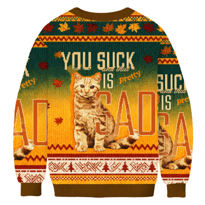 You Suck And That Is Pretty Sad Cat Ugly Sweatshirt