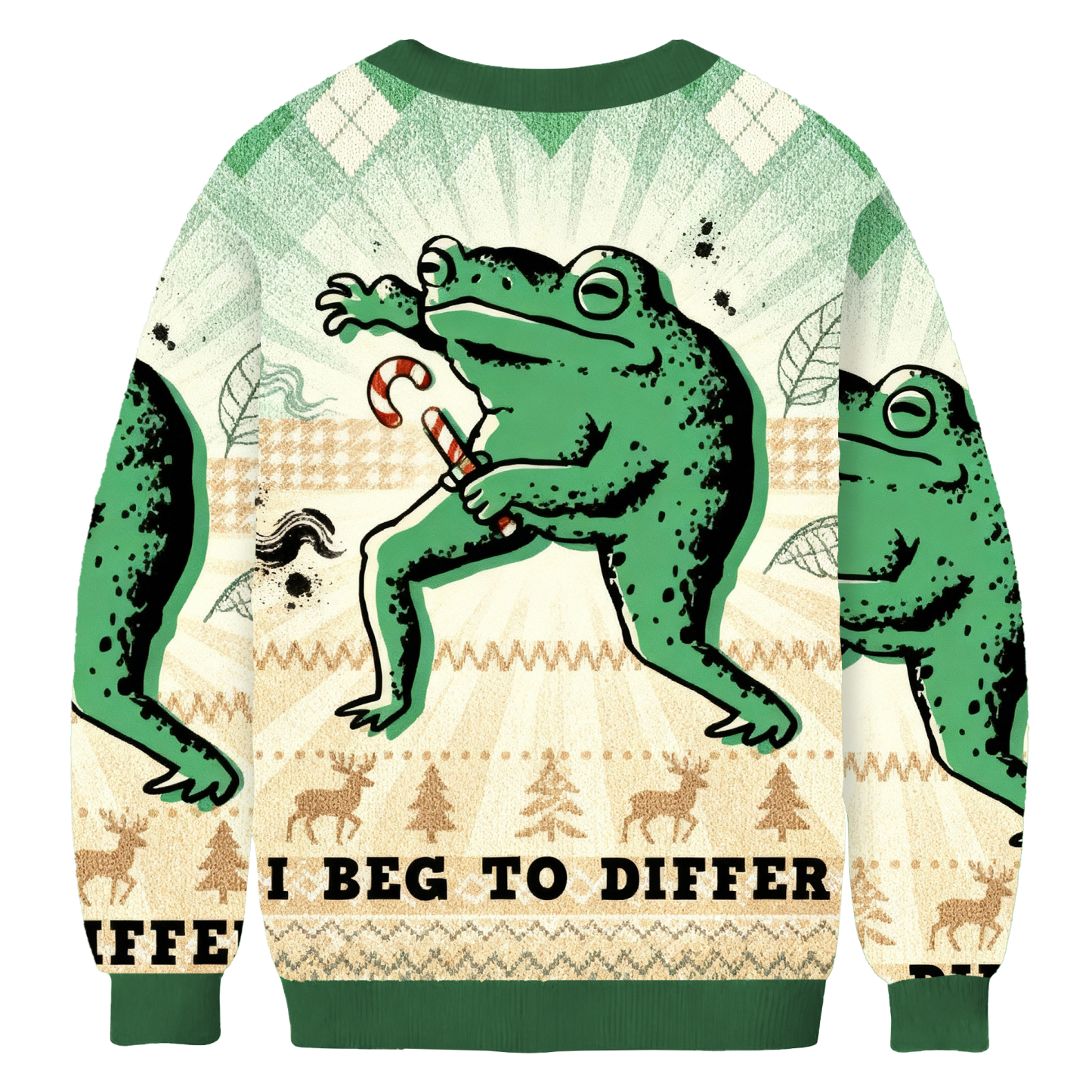 I Beg To Differ Funny Frog Christmas Ugly Sweatshirt