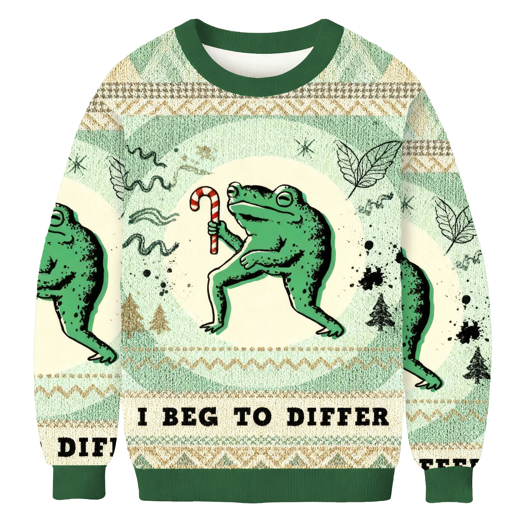 I Beg To Differ Funny Frog Christmas Ugly Sweatshirt