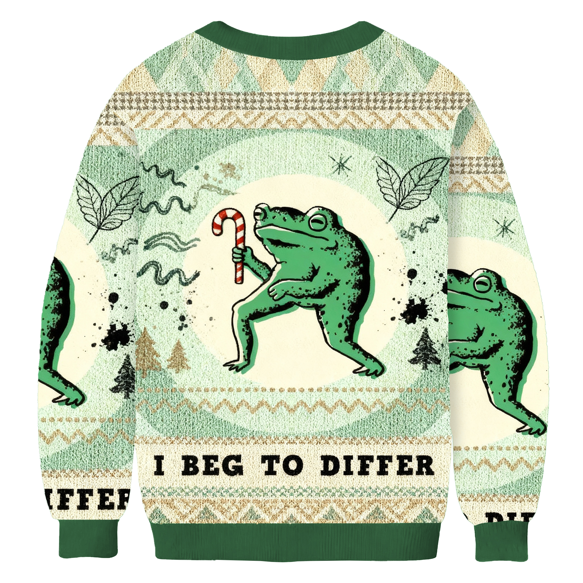 I Beg To Differ Funny Frog Christmas Ugly Sweatshirt