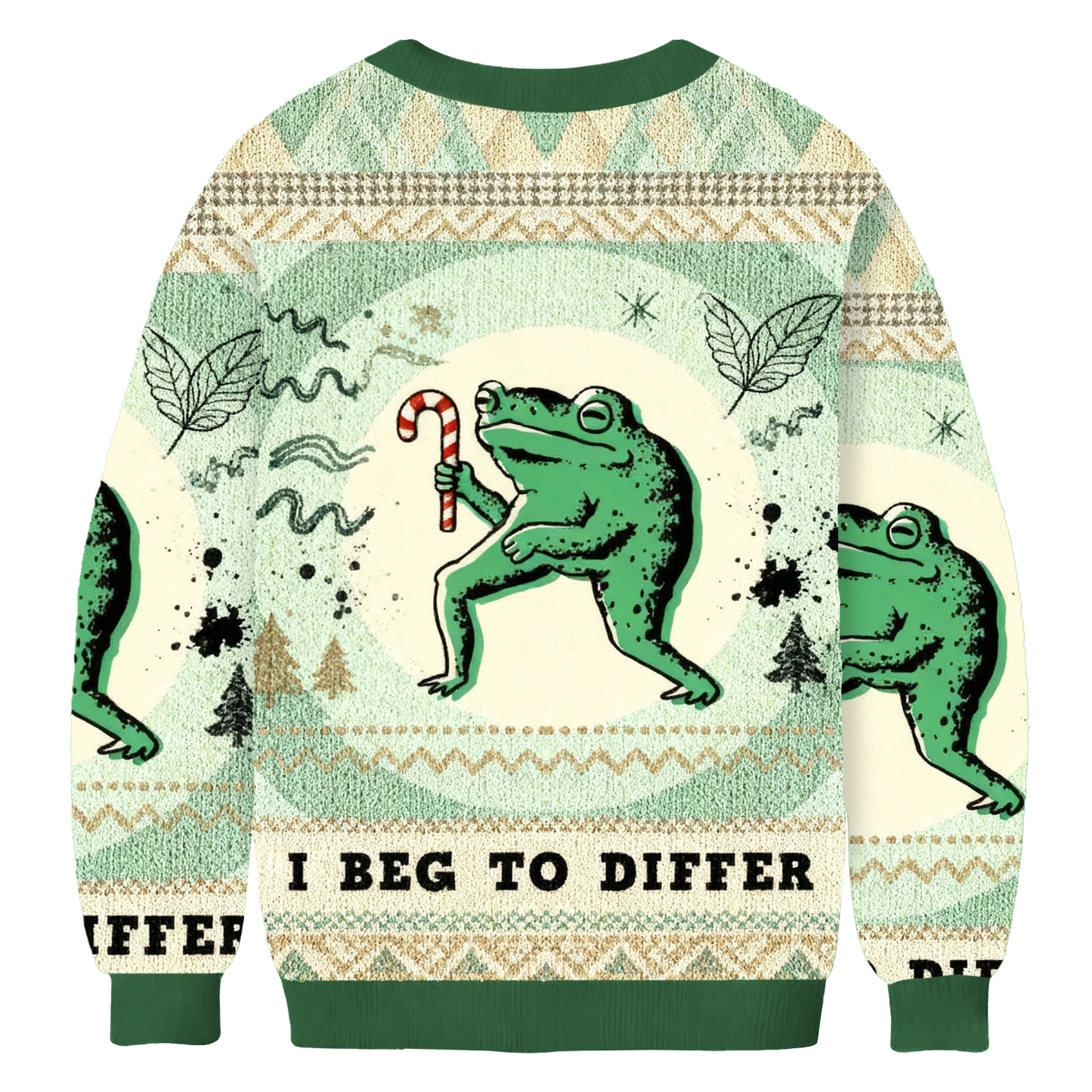 I Beg To Differ Funny Frog Christmas Ugly Sweatshirt
