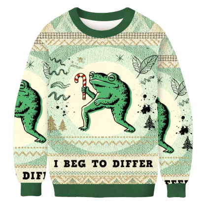 I Beg To Differ Funny Frog Christmas Ugly Sweatshirt