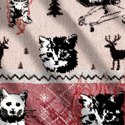 Funny Punk Kittens With Flame Designs And Shopping Cart Motif Ugly Sweatshirt