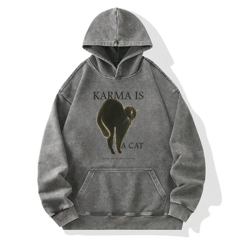 Karma Is A Cat Washed Hoodie