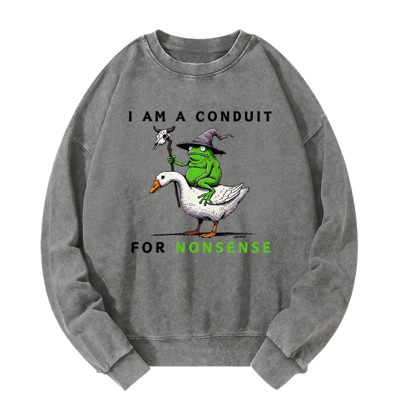 Funny Frog and Humor Goose Washed Sweatshirt