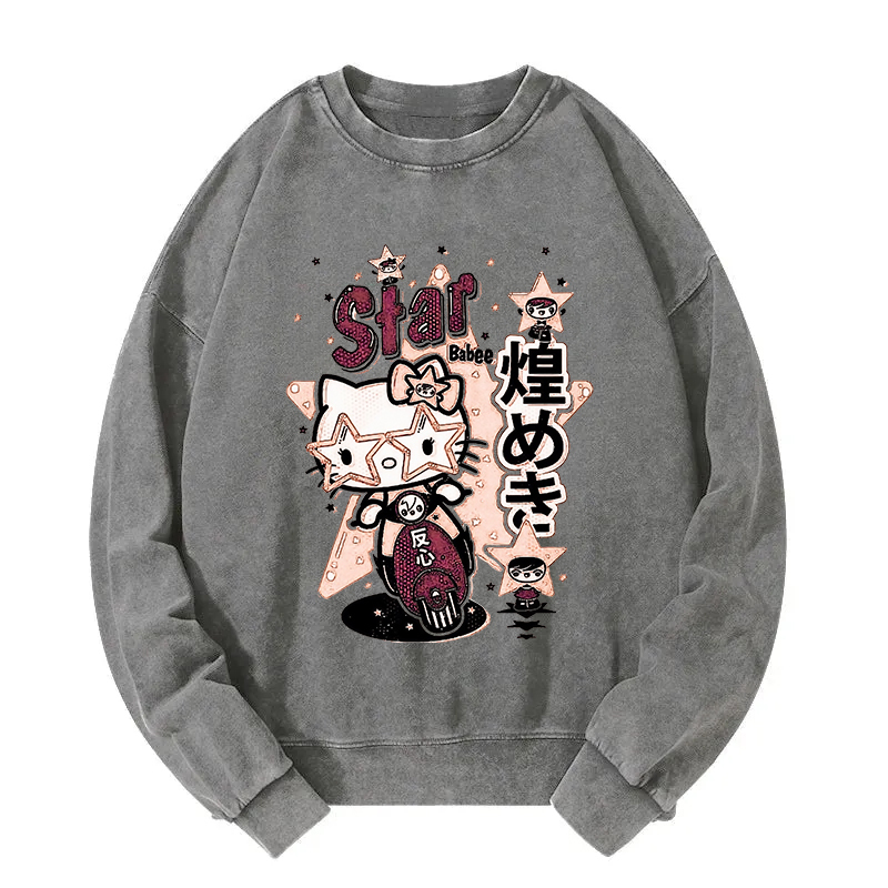 Rebellious Kitten Washed Sweatshirt
