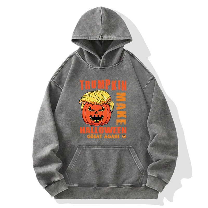Funny Trumpkin Halloween Washed Hoodie
