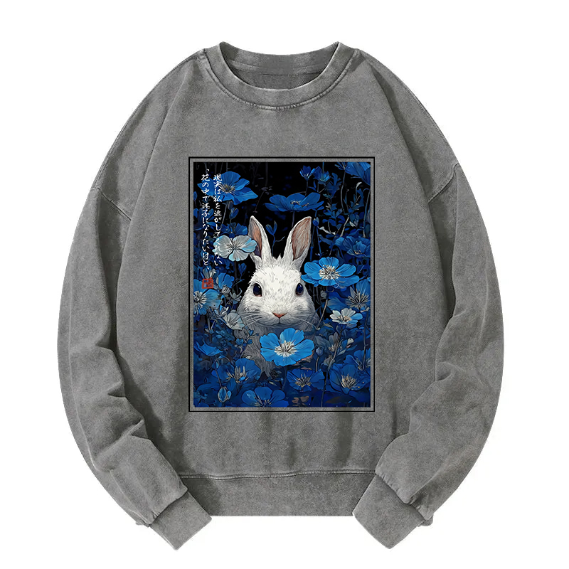 Whispers Of The Rabbit Among The Flowers Washed Sweatshirt
