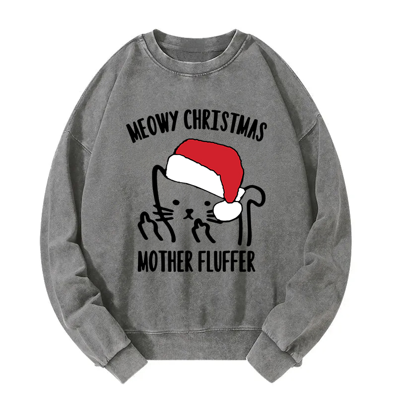 Funny Christmas Cat Meme Washed Sweatshirt
