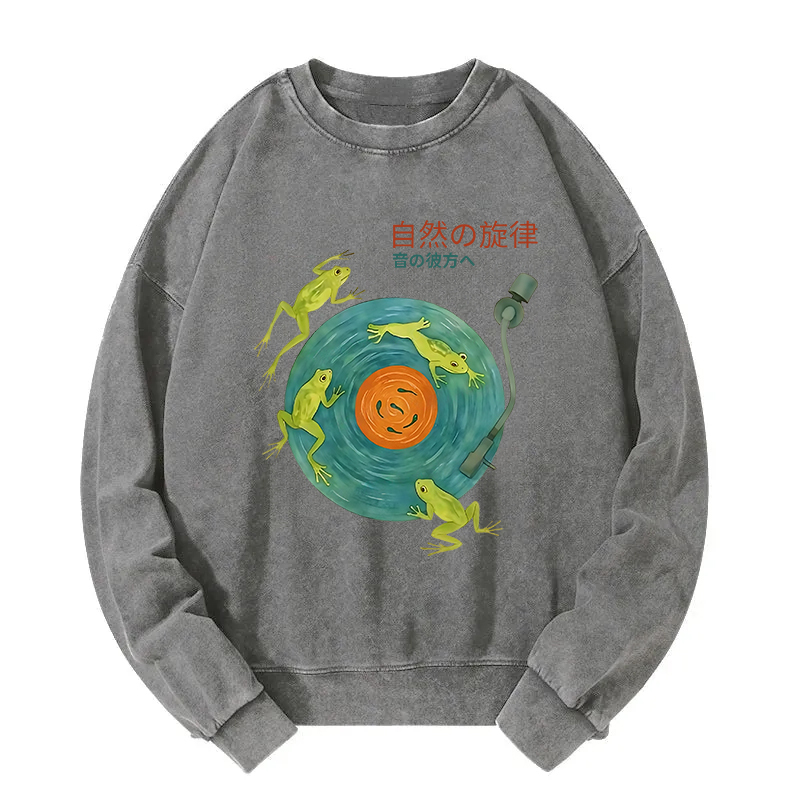 Frog Natural Melody Art Record Washed Sweatshirt