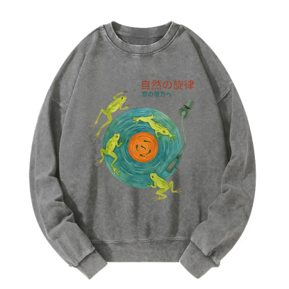 Frog Natural Melody Art Record Washed Sweatshirt